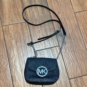 Michael Kors Black Crossbody with Silver Chain